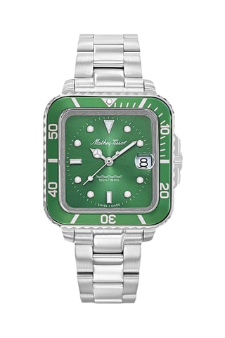 Orologio al quarzo in acciaio - Argentato e verde