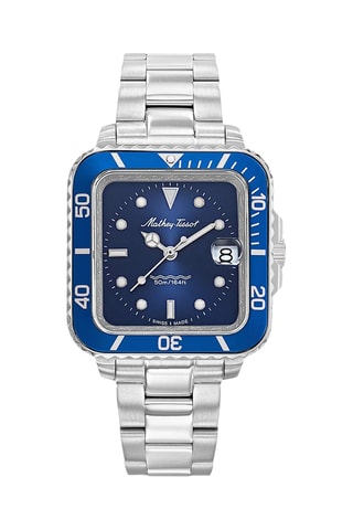 Orologio al quarzo in acciaio - Argentato e blu elettrico