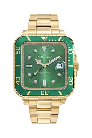 Orologio al quarzo in acciaio - Dorato e verde