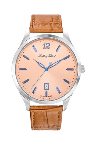 Orologio al quarzo in pelle - Marrone e argentato