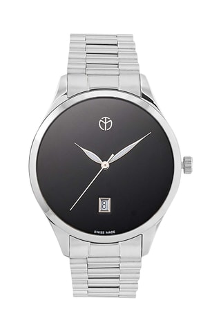 Orologio al quarzo in acciaio - Argentato e nero