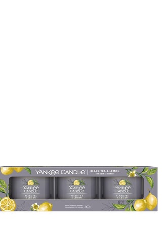 3 velas votivas em vidro Signature - Thé noir et citron