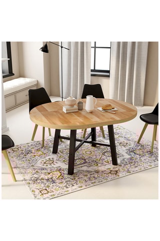 Mesa de comedor extensible Mathilde - Imitación madera y negro