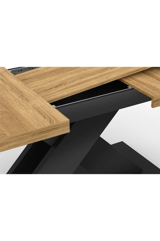 Mesa de comedor extensible Alexia - Imitación madera y negro