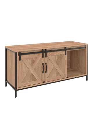 Mueble de TV de 2 puertas Chetenne - 
Imitación madera y negro