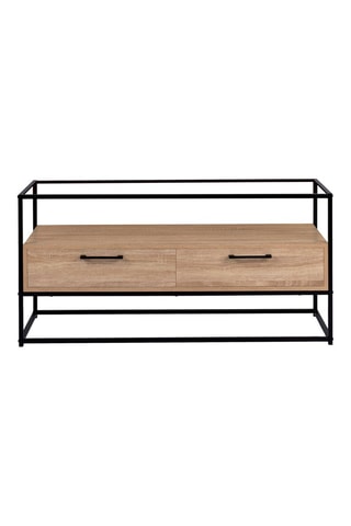 Mueble de TV de 2 cajones Siena - Imitación madera y negro