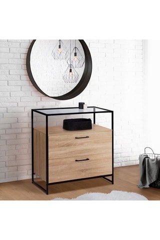 Cómoda Siena - Imitación madera y negro