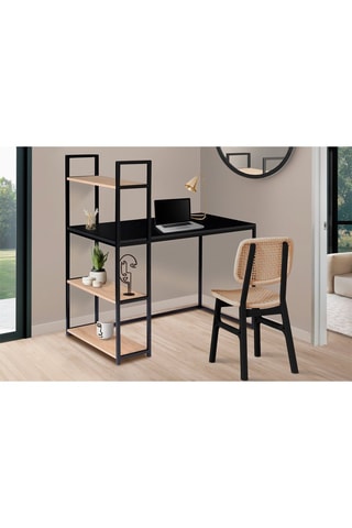 Escritorio con estantería Manhattan - Negro e imitación madera