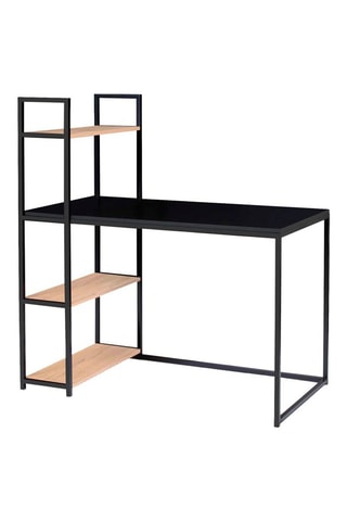 Escritorio con estantería Manhattan - Negro e imitación madera