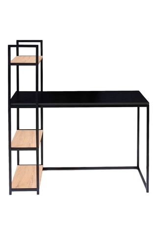 Escritorio con estantería Manhattan - Negro e imitación madera