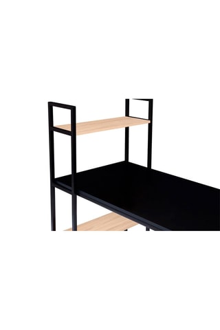 Escritorio con estantería Manhattan - Negro e imitación madera