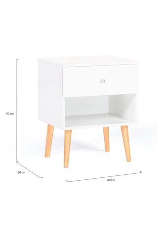 2 mesillas de noche de 1 cajón Emmie - Imitación madera y blanco
