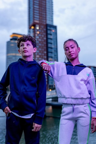 Pantalon de survêtement - Ecru chiné et violet