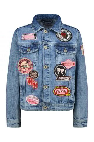 Veste en jean Tillie - Bleu cobalt et rouge