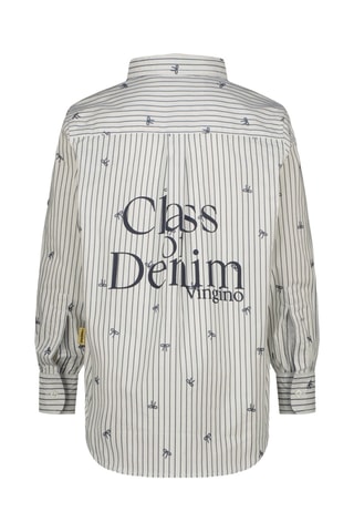 Chemisier Loranda - Ecru et bleu marine