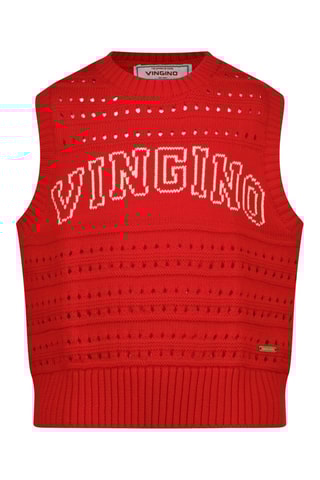 Pull sans manches Minny - Rouge et écru