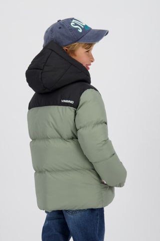 Doudoune à capuche Thory - Vert olive et noir