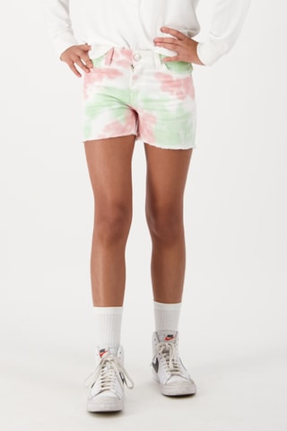 Short en jean tie and dye Louisiana - Rose et vert clair