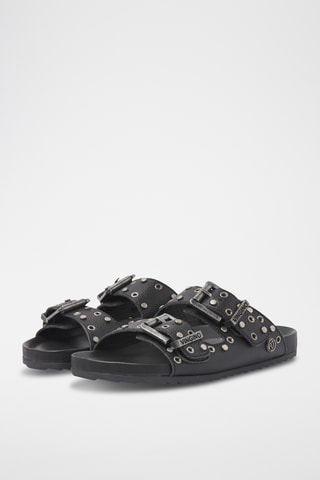 Mules en cuir Lizza - Noir