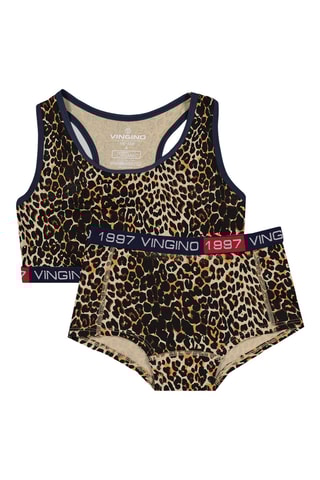 Brassière et culotte G-WO21 - Beige et noir