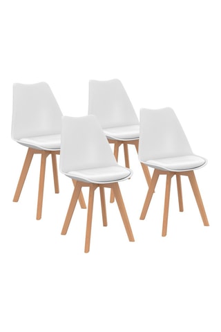 4 chaises - Blanc et naturel