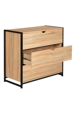 Commode 3 tiroirs Manufacture - Imitation bois clair et noir