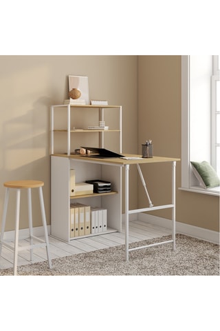 Bureau bibliothèque 2-en-1 pliable Raya - 103,5 x 120 x 60 cm