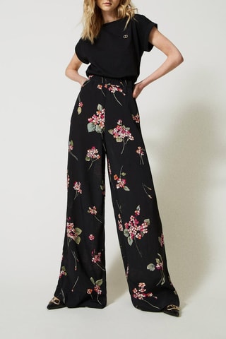 Pantalon palazzo taille haute - Noir