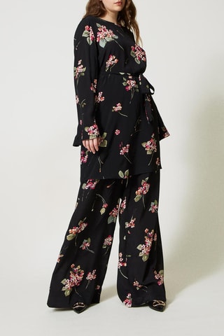 Pantalon palazzo taille haute - Noir