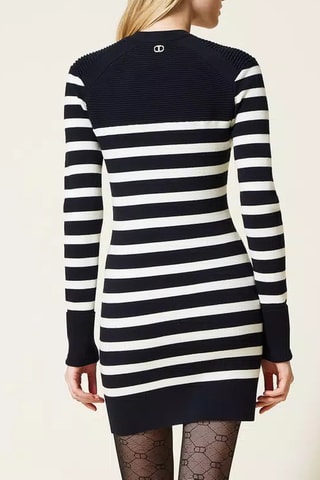 Robe pull - Bleu marine et blanc