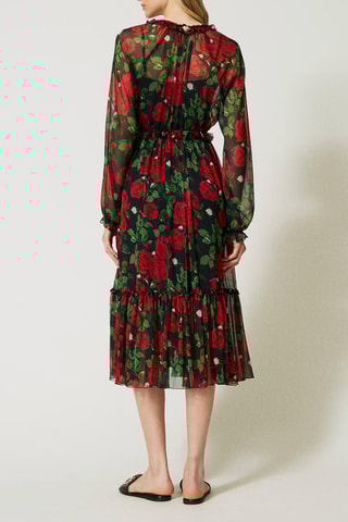 Robe midi - Noir et rouge