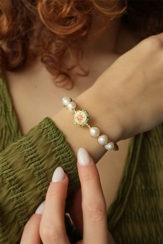 Jonc - Plaqué or jaune et perles de culture