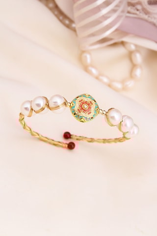 Jonc - Plaqué or jaune et perles de culture