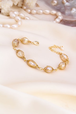 Bracelet - Plaqué or jaune et perles de culture