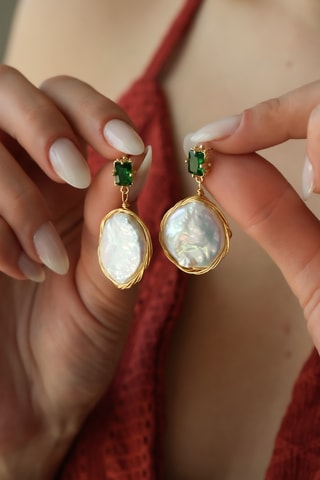 Pendientes - Dorado y blanco