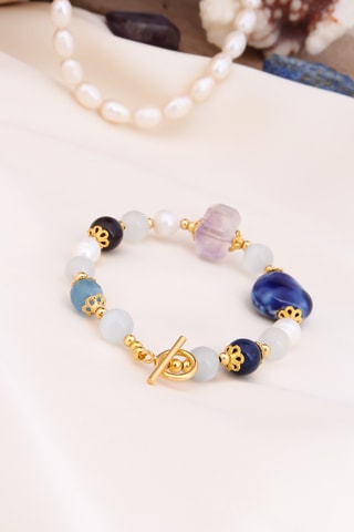 Bracelet - Améthyste, nacre et amazonite