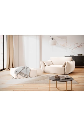 Pouf Vanda - Beige clair - En tissu velours