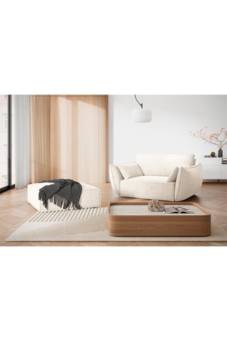 Pouf Vanda - Beige clair - En tissu chenille