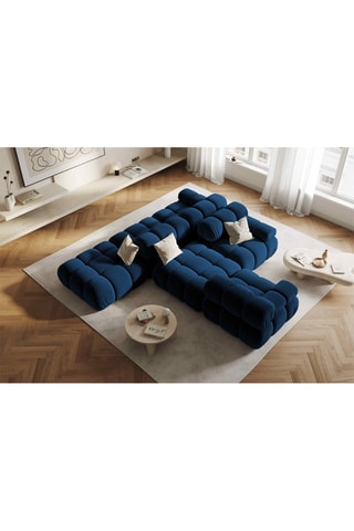 Chauffeuse droite Tropea - Bleu roi - 4 places - Toucher velours