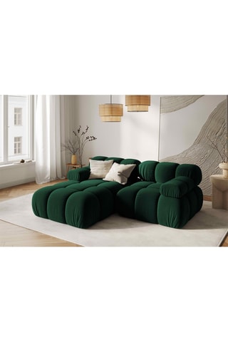 Canapé d'angle gauche modulable Tropea - Vert bouteille - 3 places - Toucher velours