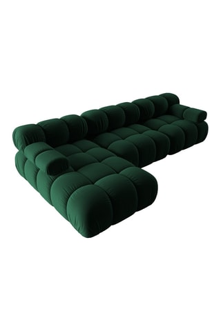 Canapé d'angle gauche modulable Tropea - Vert bouteille - 4 places - Toucher velours