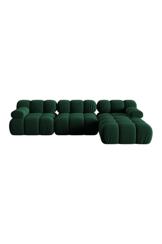 Canapé d'angle droit modulable Tropea - Vert bouteille - 4 places - Toucher velours