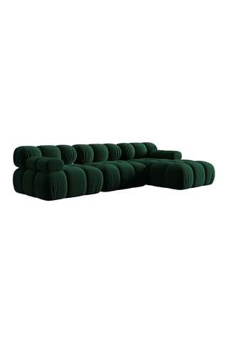 Canapé d'angle droit modulable Tropea - Vert bouteille - 4 places - Toucher velours