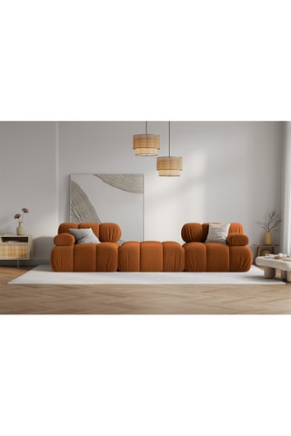 Canapé modulable Tropea - Terracotta - 3 places - Tissu toucher velours