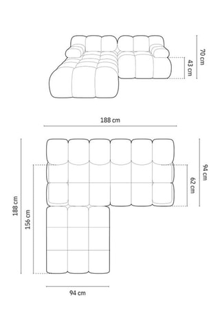 Canapé modulable Tropea - Terracotta - 3 places - Tissu toucher velours