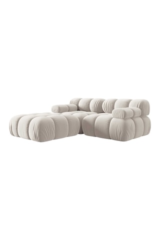 Canapé modulable Tropea - Beige clair - 3 places - Tissu toucher velours
