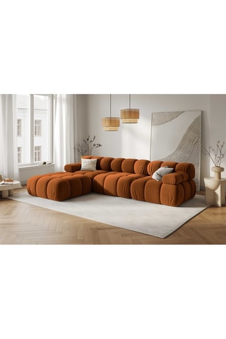 Canapé modulable Tropea - Terracotta - 4 places - Tissu toucher velours