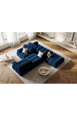 Chauffeuse gauche Tropea - Bleu roi - 4 places - Toucher velours