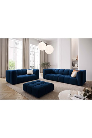 Canapé Adams - Bleu marine - 3 places - Toucher velours