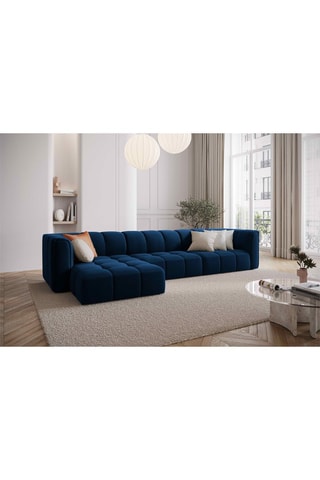 Canapé modulable Adams - Bleu roi - 5 places - Tissu toucher velours